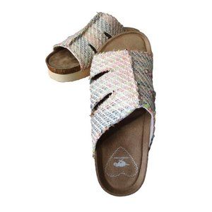 Rocket Dog Anyhoo Newbury Woven Neon Multi Color Slides 6m NIB